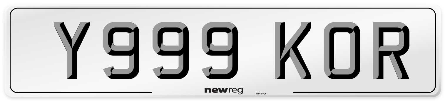Y999 KOR Number Plate from New Reg